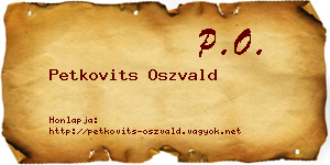 Petkovits Oszvald névjegykártya